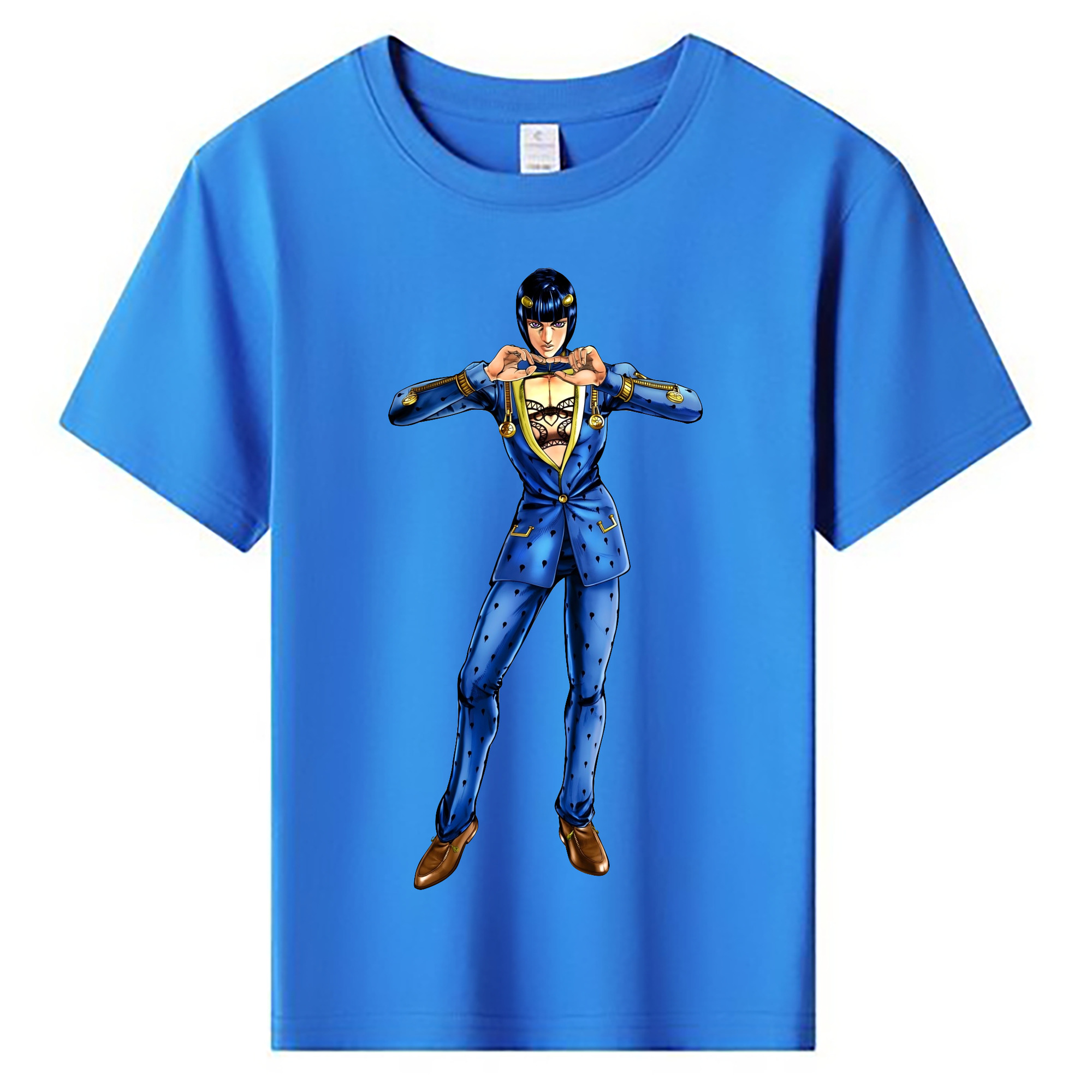 （画像用） ジョジョの奇妙な冒険 ブローノ?ブチャラティ JoJo's Bizarre Adventure Bruno Bucciarati 綿100％キッズTシャツ（フロントプリント）